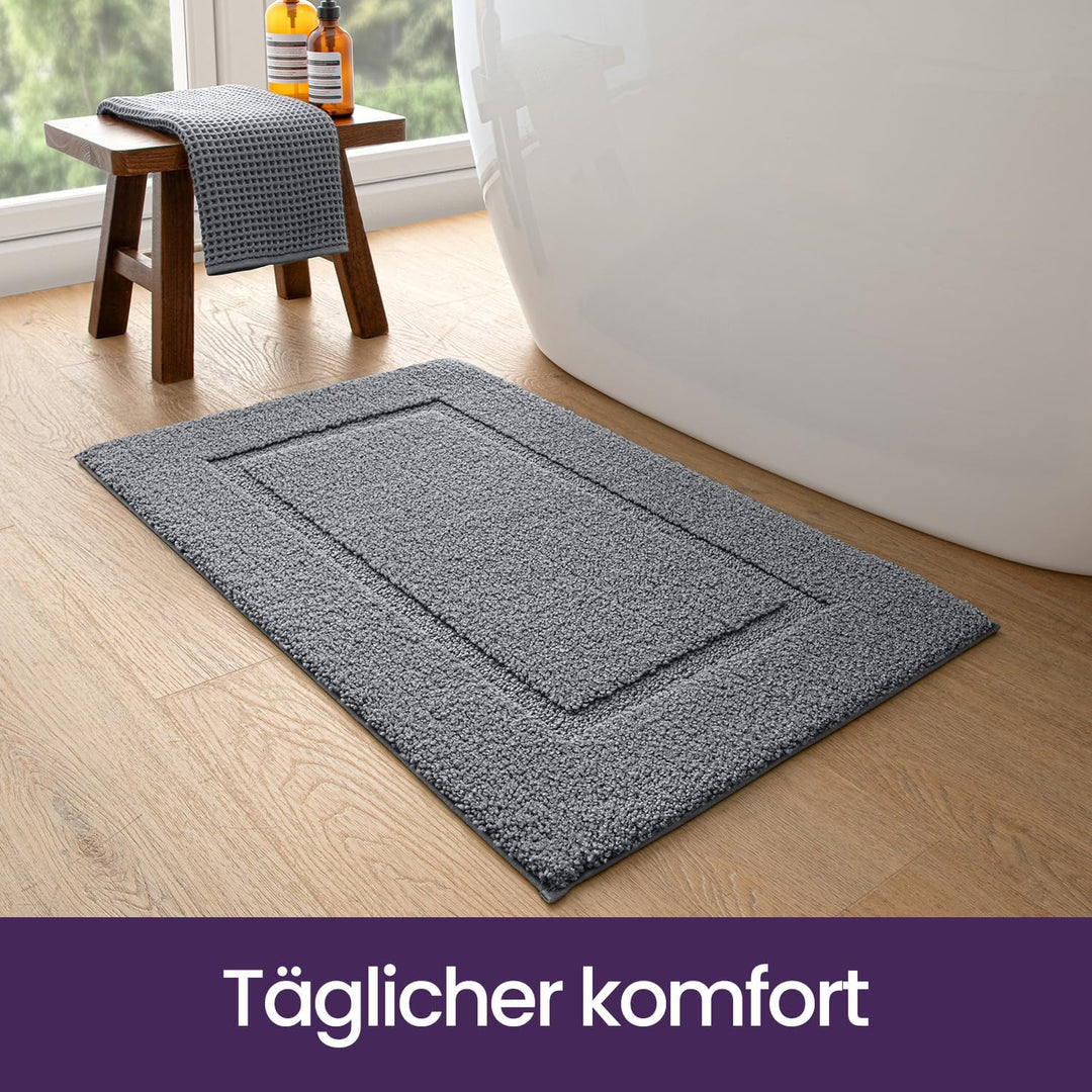 DEXI Badezimmerteppich 60 x 110 cm, Badteppich rutschfest Waschbar, weicher Badematte, Mikrofaser Ab