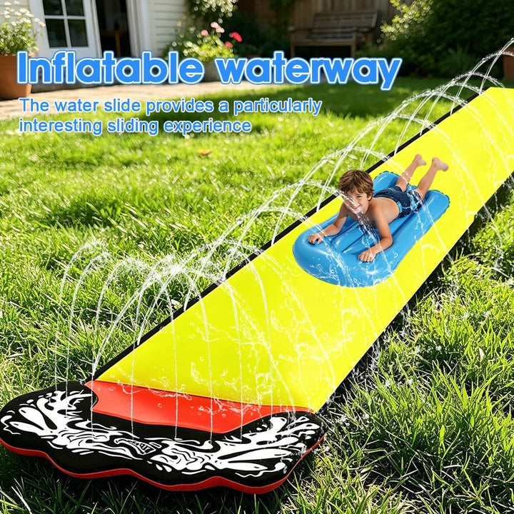 Wasserrutsche Garten für Kinder, 15.8ft/480cm Aufblasbare Wasserrutsche mit 2 Bodyboards, Single Was