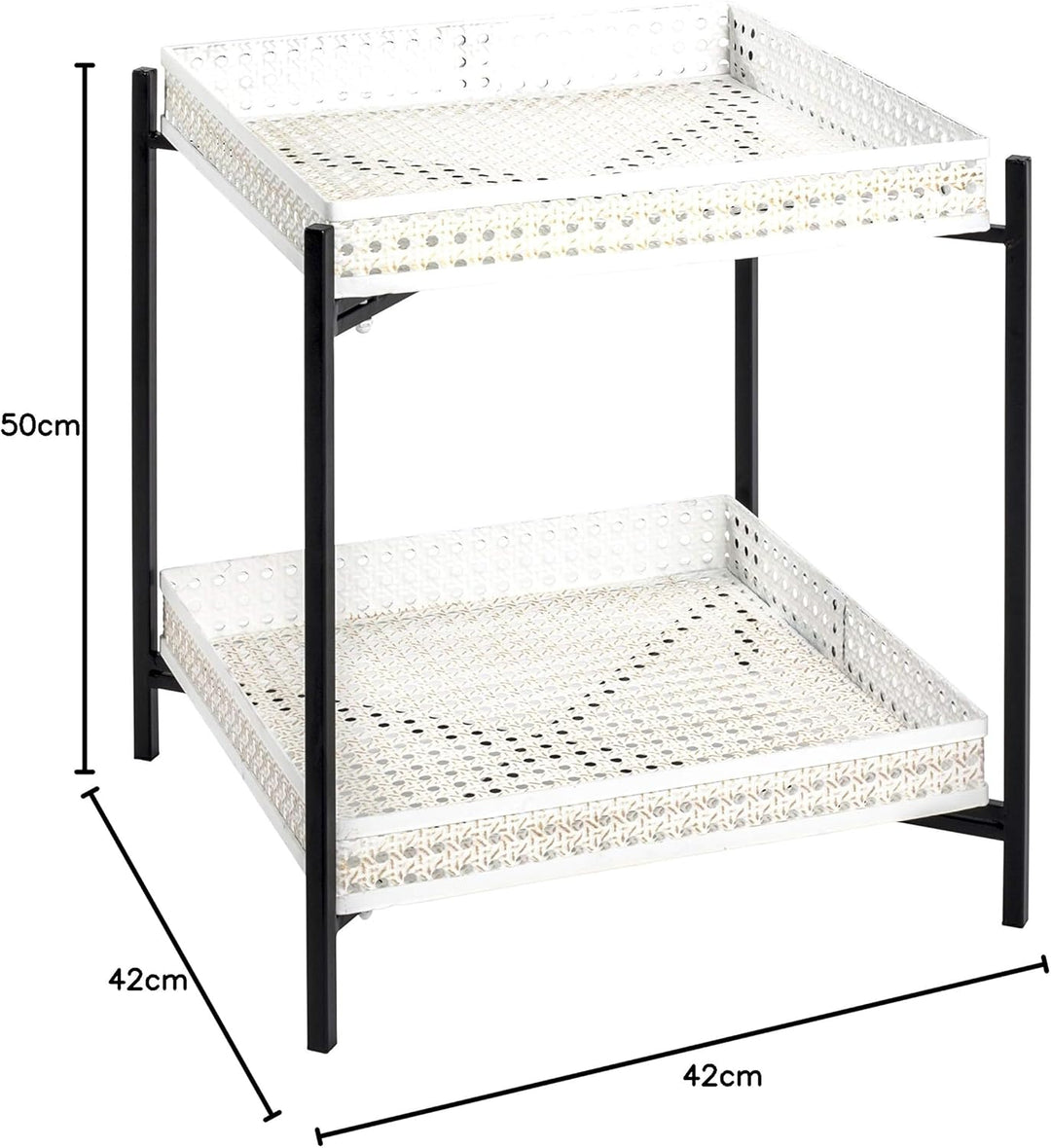 HAKU Möbel Beistelltisch, Metall, schwarz-creme, B 42 x T 42 x H 50 cm 42 x 42 x 50 cm, 42 x 42 x 50