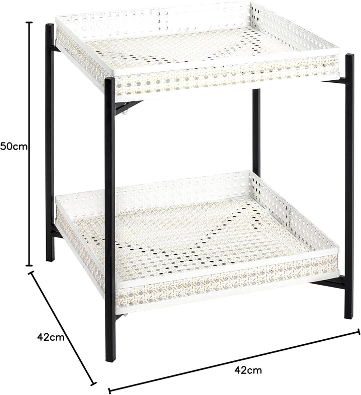 HAKU Möbel Beistelltisch, Metall, schwarz-creme, B 42 x T 42 x H 50 cm 42 x 42 x 50 cm, 42 x 42 x 50