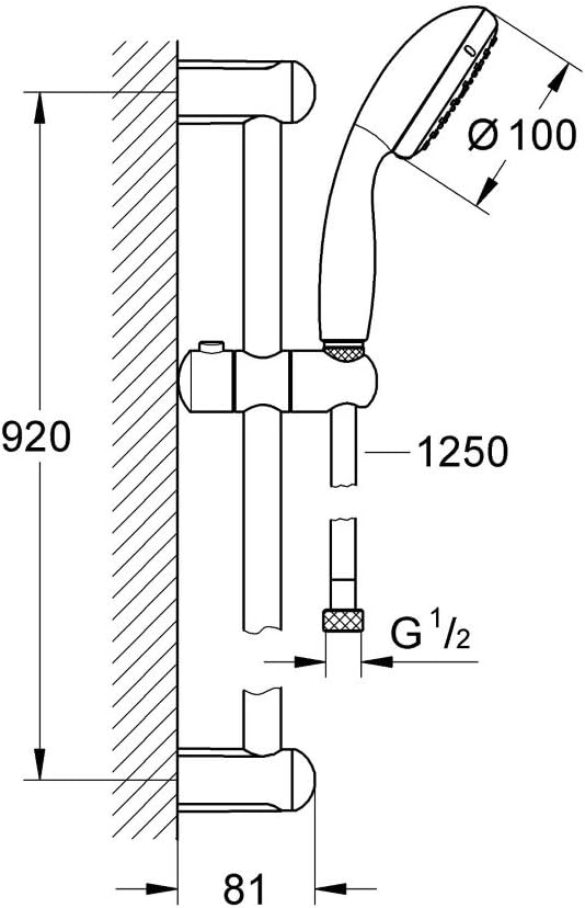 GROHE Tempesta 100 - Brausestangenset (2 Strahlarten, langlebige Oberfläche, Antikalk-System), chrom