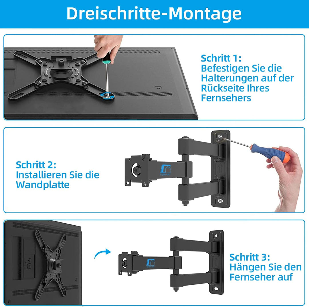HOME VISION TV Wandhalterung Schwenkbar & Neigbar für 17-42 Zoll Flach & Curved Fernseher & Monitore