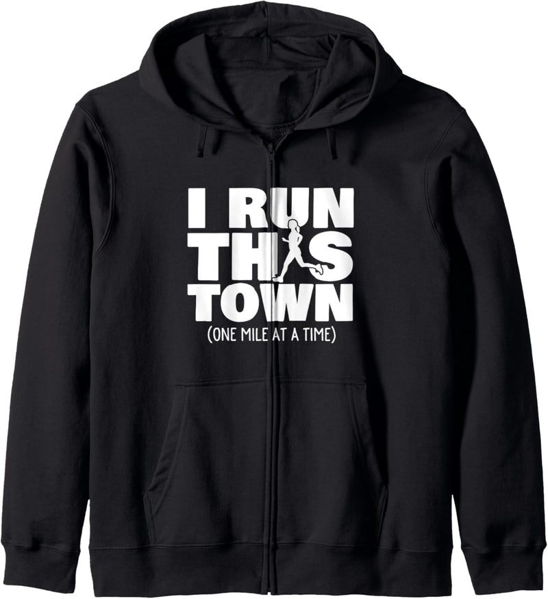 I Run This Town One Mile At A Time Female Runner Kapuzenjacke