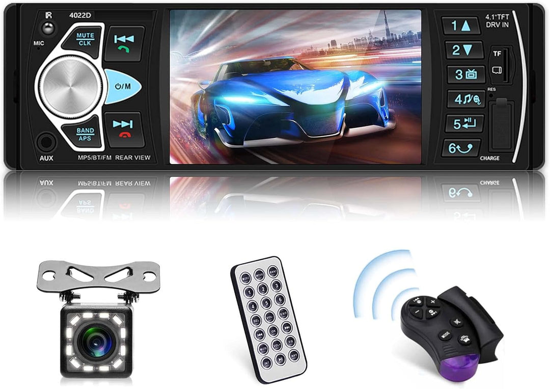 Podofo 1 Din 4.1 Zoll HD Bildschirm Autoradio mit Bluetooth Freisprecheinrichtung/ USB/ FM / SD/ AUX