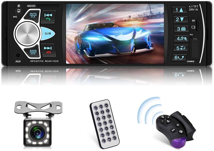 Podofo 1 Din 4.1 Zoll HD Bildschirm Autoradio mit Bluetooth Freisprecheinrichtung/ USB/ FM / SD/ AUX