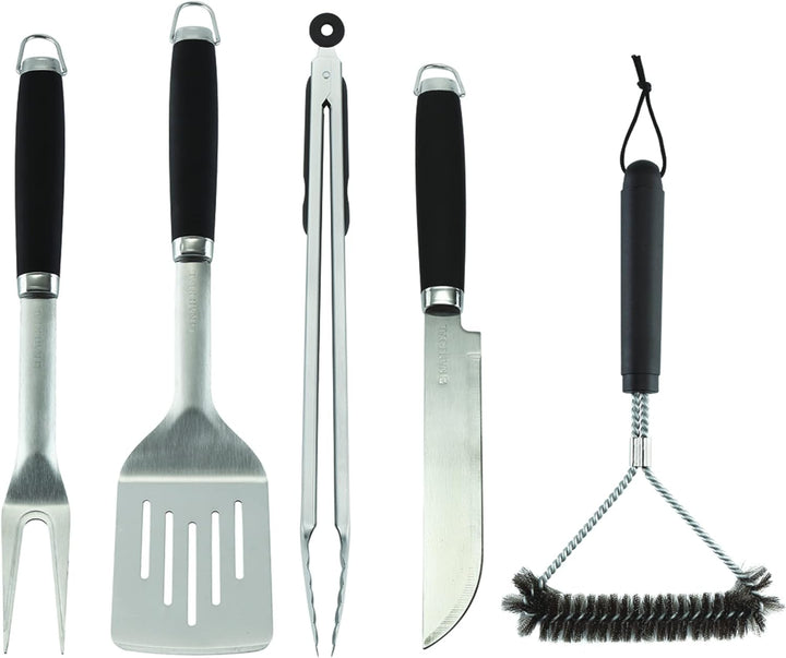 NATERIAL - Set aus 5 Grillbestecken - Edelstahl - Ergonomischer Griff - H.46 cm - Grillkoffer - Gril