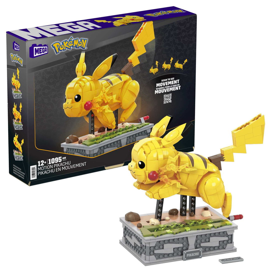 Mega Construx HGC23 - Pokémon Motion Pikachu, bewegliches Bauset, Sammler-Figur mit 1095 Teilen, Kon