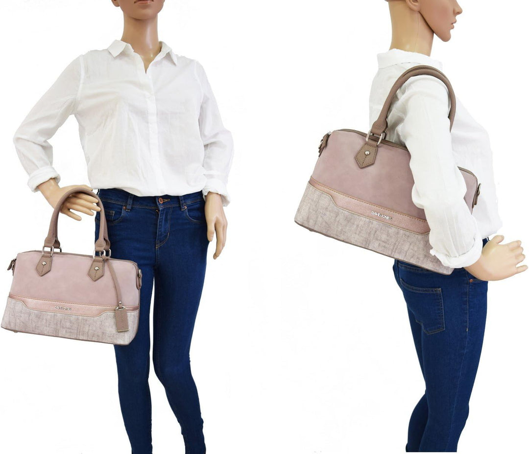 David Jones - Damen Bowling Handtasche - Frau Henkeltasche Gestreift PU Leder - Elegante Tasche Mitt