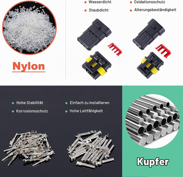 352 Stücke Wasserdichte KFZ Kabel Stecker Kit, 1/2/3/4 Pin Auto Stecker, schnelle und sichere elektr