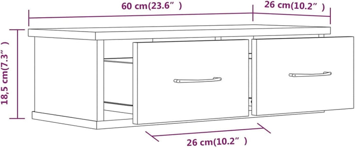 Tidyard Wandschrank Hängeschrank Wandregal mit Schublade Wandschublade Holzwerkstoff Braun Eichen-Op