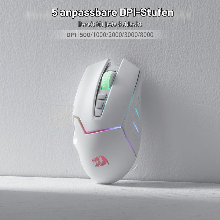 Redragon M690 PRO Kabellose Gaming-Maus, 8000 DPI kabelgebundene/kabellose Gamer-Maus mit Schnellfeu