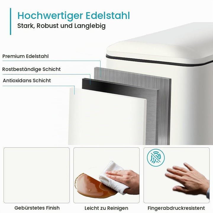 Mülleimer Küche, 30 Liter Abfalleimer, Rechteckig Tretmülleimer，Küchenmülleimer mit Softclose-Deckel