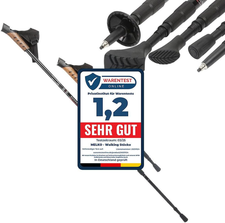 Melko Walking Stöcke aus Duraluminium, 2er Set, frei verstellbar durch Teleskop-System 65 – 135 cm G