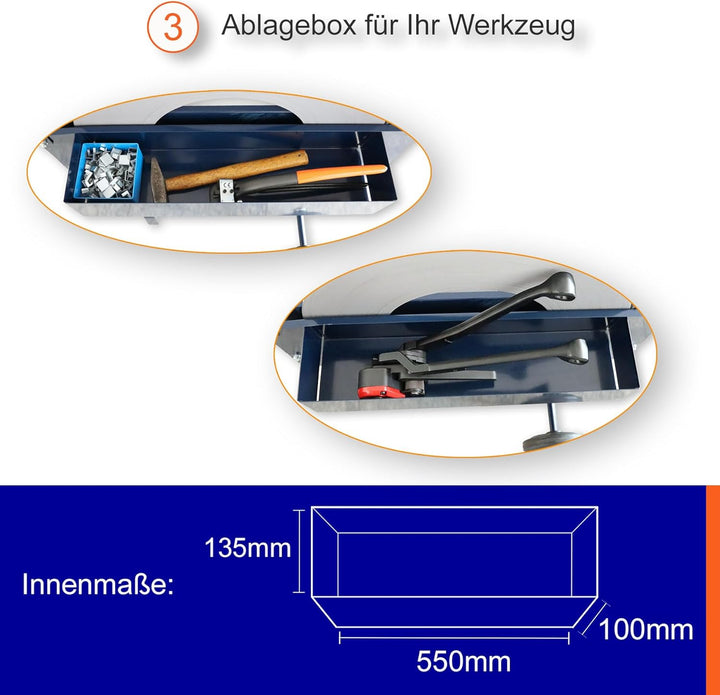 fahrbarer Abrollwagen für Stahlband in Scheibenwicklung mit 25-32mm Bandbreite | einfache Abwicklung