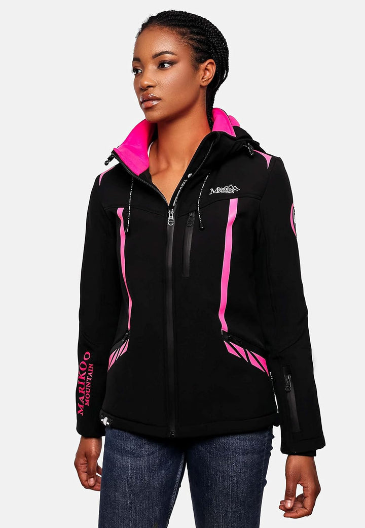 MARIKOO Damen Softshelljacke wasserdichte Funktionsjacke mit abnehmbarer Kapuze Mount-Cho-Oyu XS-XXL