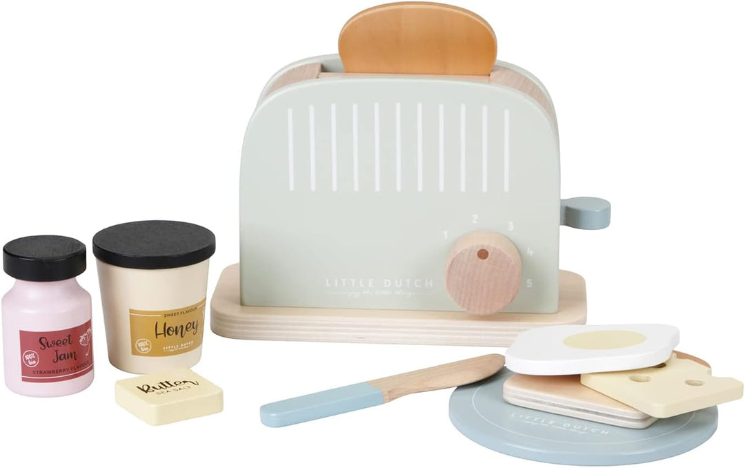 Little Dutch FSC Holz Toaster Set 10-teilig (Mehrfarbig), Mehrfarbig