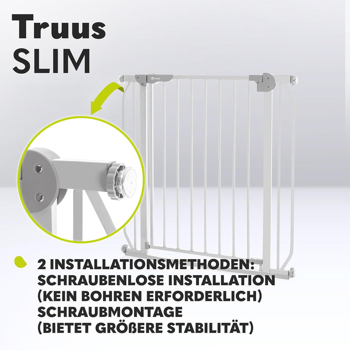 LIONELO Truus Slim Kinderschutzgitter Sicherheit ohne Bohren, Doppeltes Sicherheitssystem, Verstellb