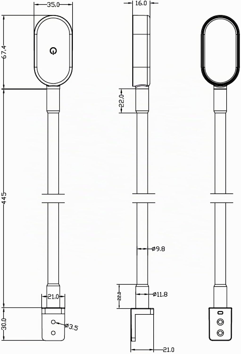 kalb I Ilios LED-Bettleuchte/Leseleuchte mit USB-C, Wand- und Winkelmontage, Flexibler Arm, dimmbar,
