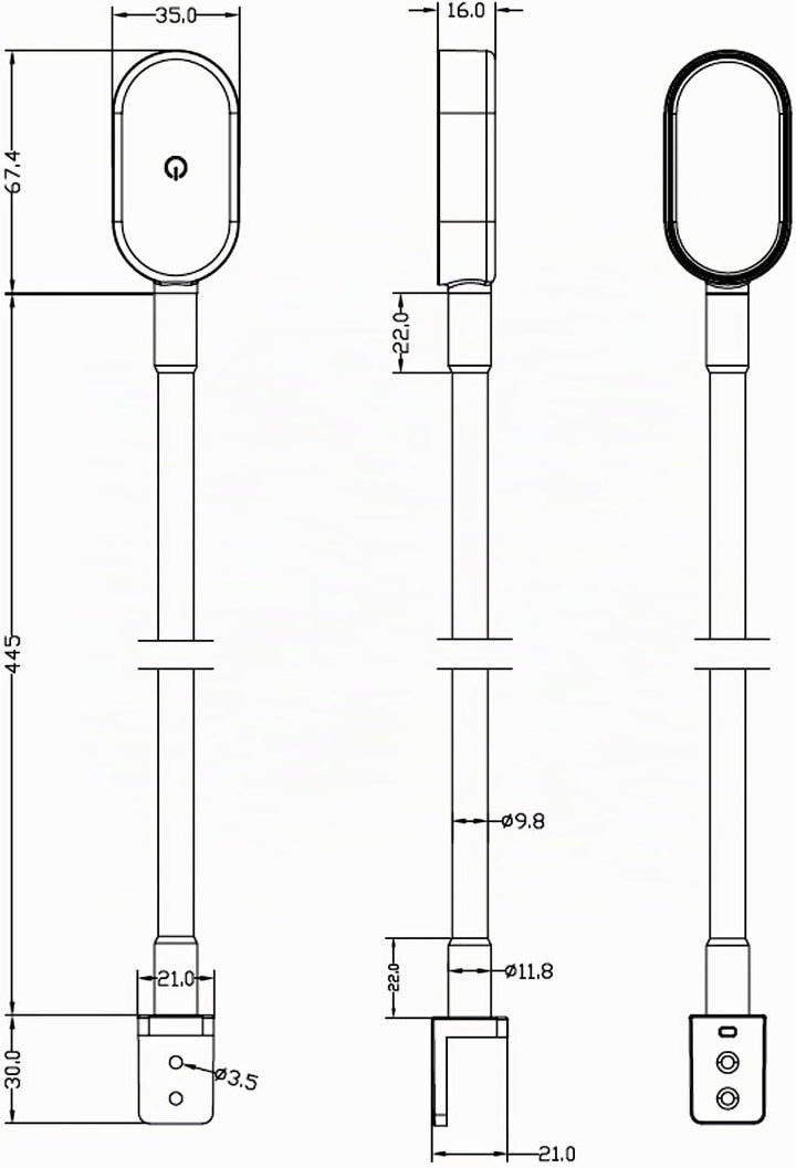 kalb I Ilios LED-Bettleuchte/Leseleuchte mit USB-C, Wand- und Winkelmontage, Flexibler Arm, dimmbar,