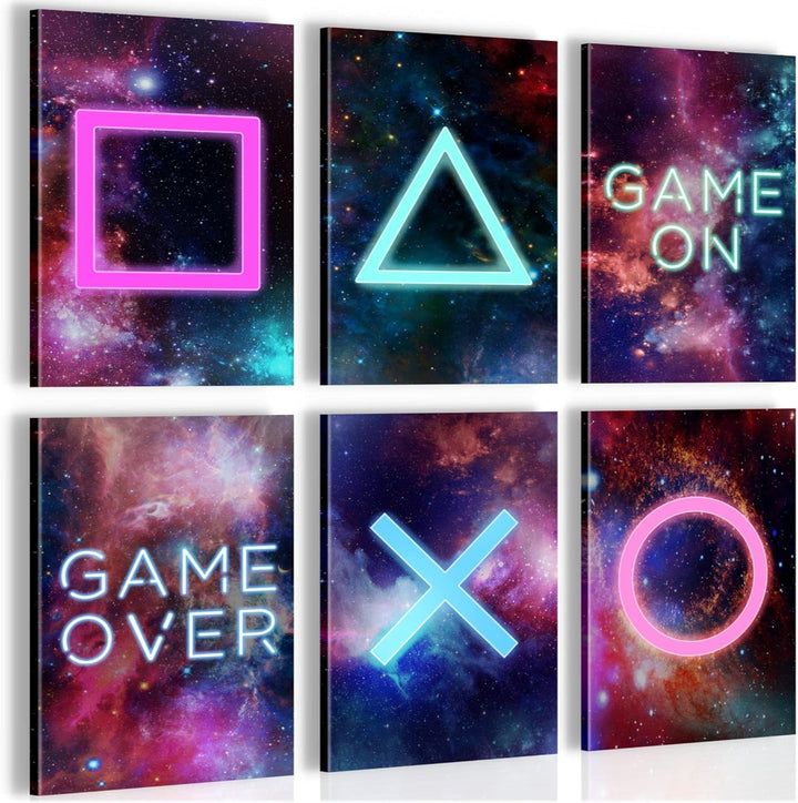 Wandbilder Set Zocker Gaming | KOMPLETT AUFHÄNGFERTIG | Spielkonsole Gamer | Moderne Bilder Poster S