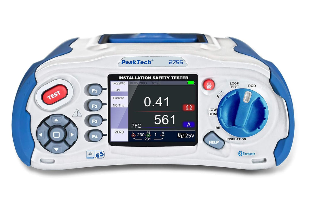PeakTech 2755 – VDE-0100 Installationstester mit Bluetooth & True RMS Digital Multimeter mit 4.0 Blu