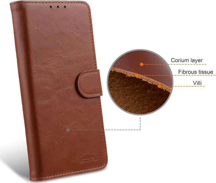 STILGUT Talis kompatibel mit Google Pixel 7 Hülle mit Kartenfach aus Leder, Wallet Case, Lederhülle