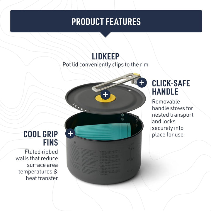 Sea to Summit Frontier UL One Pot Cook Set - 2L Pot + Medium Bowl + Insulated Mug blue-yellow