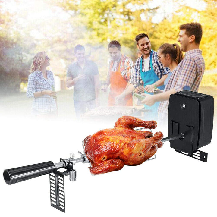 BBQ Grillspiess Set Edelstahl Rotisserie Drehspie Spiess mit Motor, Motorhalterung Drehspiess Grill