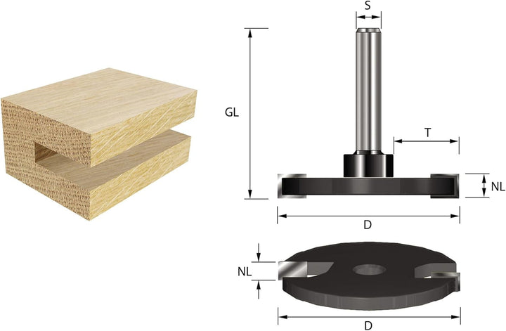 ENT 13960 Scheibennutfräser HW, Schaft (S) 8 mm, Durchmesser (D) 40 mm, NL 2 mm, GL 50 mm, auf Aufna