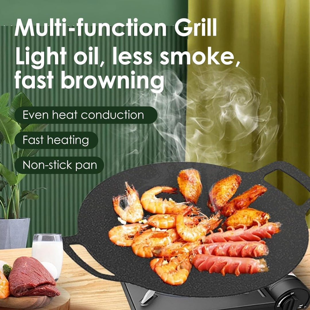 Buachois Grillpfanne, 25 cm/9,8 Zoll Koreanische Grillplatte, Antihaftbeschichtung 6 Schichten Outdo