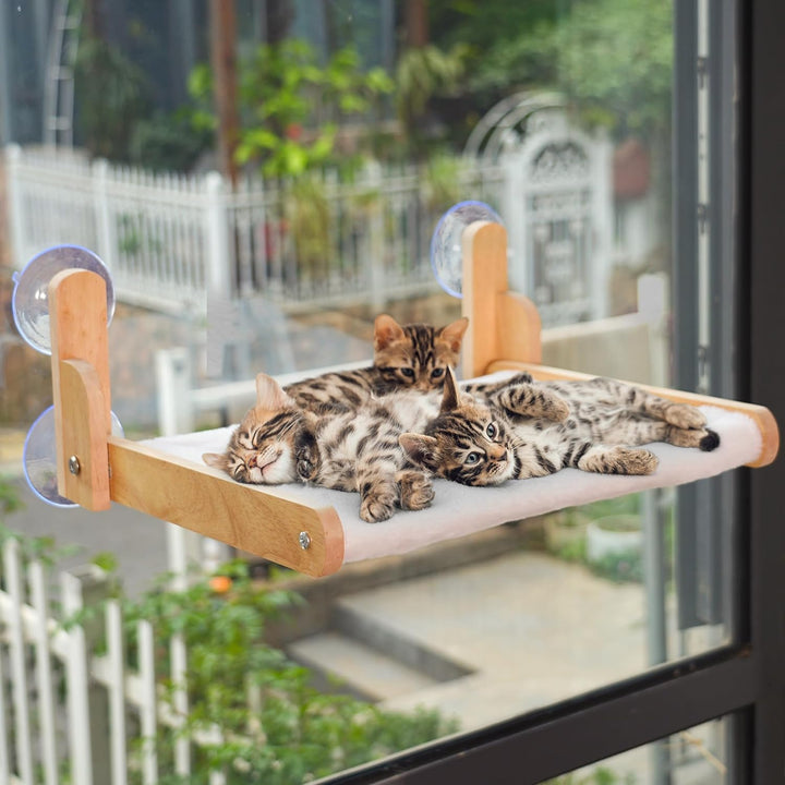 Katzenfensterstange mit Holzrahmen - Aloxina Faltbares Katzenhängemattenbett für Indoor-Katzen, weic