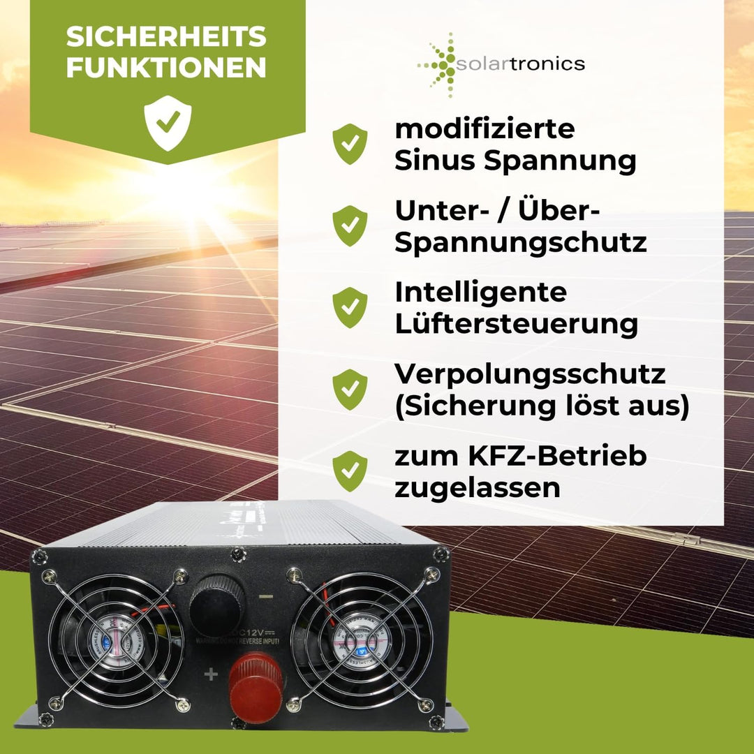 SOLARTRONICS Spannungswandler NM5000 12V 5000 Watt SCHWARZ - 10000 Watt Spitzenleistung - Wechselric