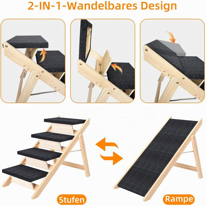 Hundetreppe 4 Stufen, Haustiertreppe Hundetreppe für Kleine und Mittelgrosse Hunde, rutschfest Tragb