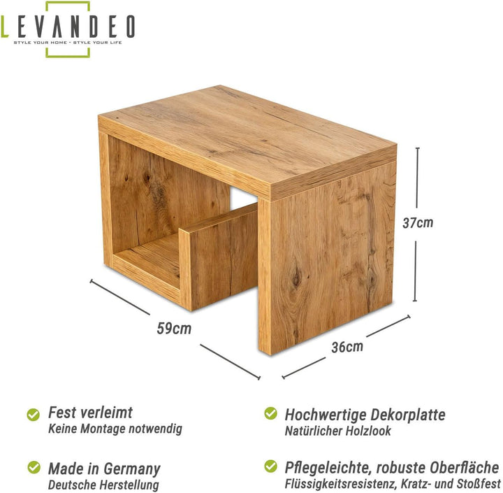 levandeo Couchtisch Gustav Wildeiche Eiche B x H x T: 59x37x36cm Holz Beistelltisch Keine Montage Fe
