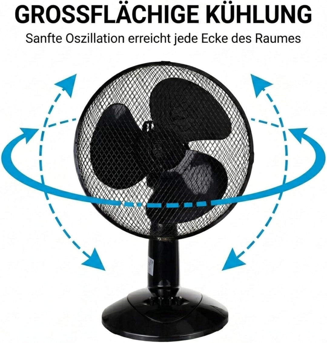LEX XXL Tischventilator Premium Ventilator Windmaschine Ø30 cm, 3 Geschwindigkeiten, Leistung: 45 Wa