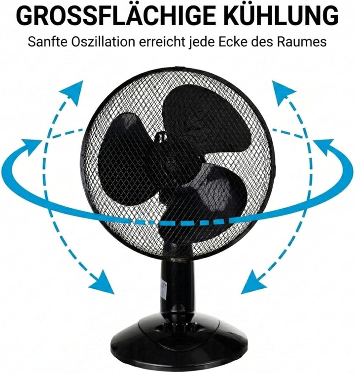 LEX XXL Tischventilator Premium Ventilator Windmaschine Ø30 cm, 3 Geschwindigkeiten, Leistung: 45 Wa