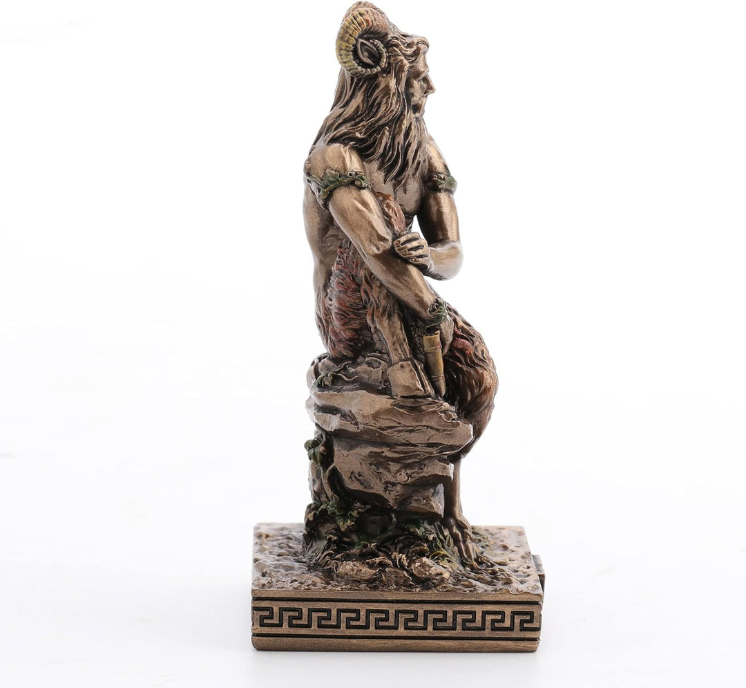 Veronese Design Pan Griechischer Gott der Wildnis, Kunstharz, handbemalt, Miniaturfigur Pan Bronze,