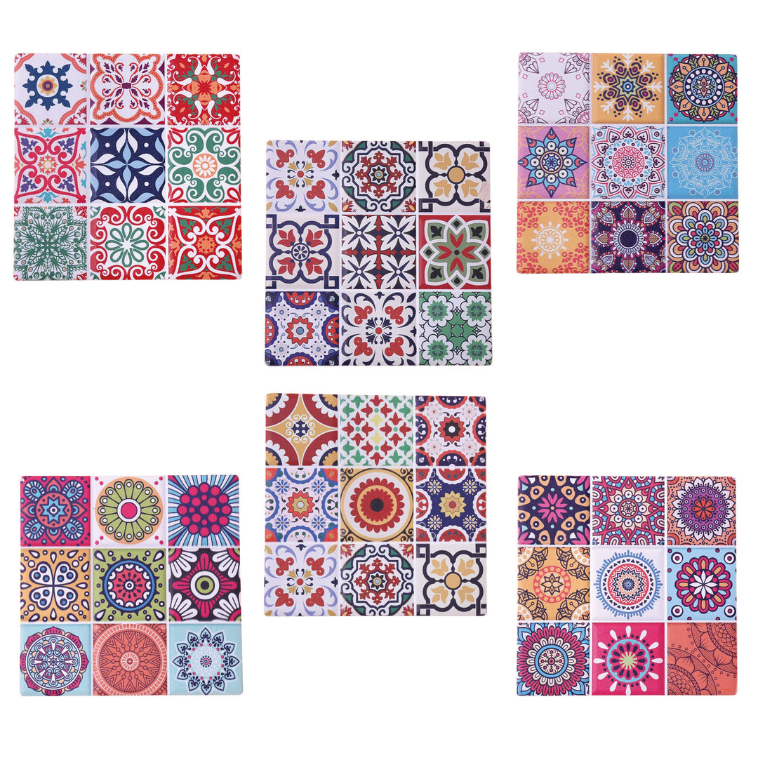 Flanacom Boho Design Untersetzer 6er Set – Dekorative Keramik Untersetzer für Glas, Tassen, Vasen, K