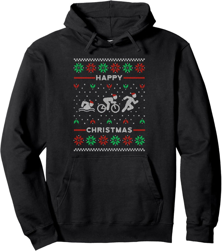 Weihnachten Festliches Muster Advent Sportler Triathlon Pullover Hoodie