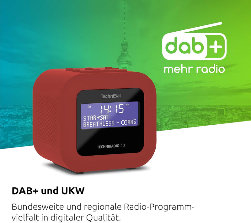 TechniSat TECHNIRADIO 40 - DAB+ Radiowecker (DAB, UKW, Wecker mit zwei einstellbaren Weckzeiten, Sle