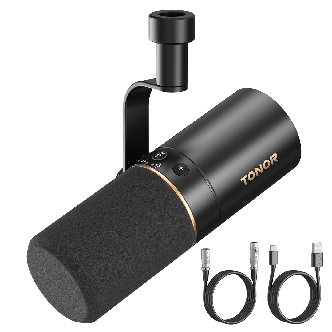 TONOR Dynamisches Microphone mit XLR/USB Kabel, Mikro PC mit Mute Button, Vocal Mic Gesangsmikrofon