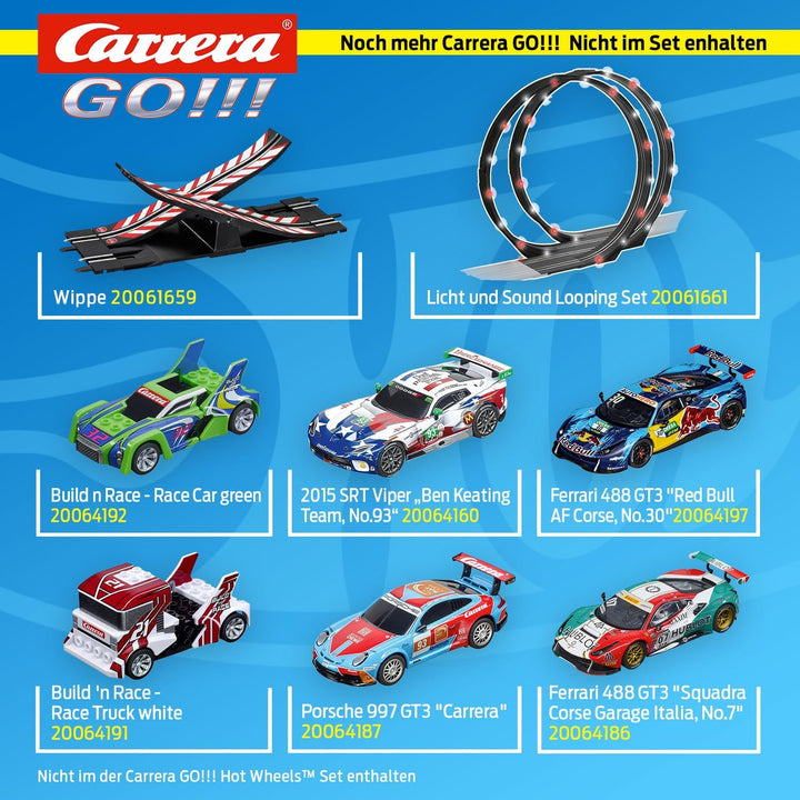 Carrera Go!!! Hot Wheels™ Rennbahn Set | Feurige Rennaction | Duell Night Shifter™ & HW50 Concept™ |