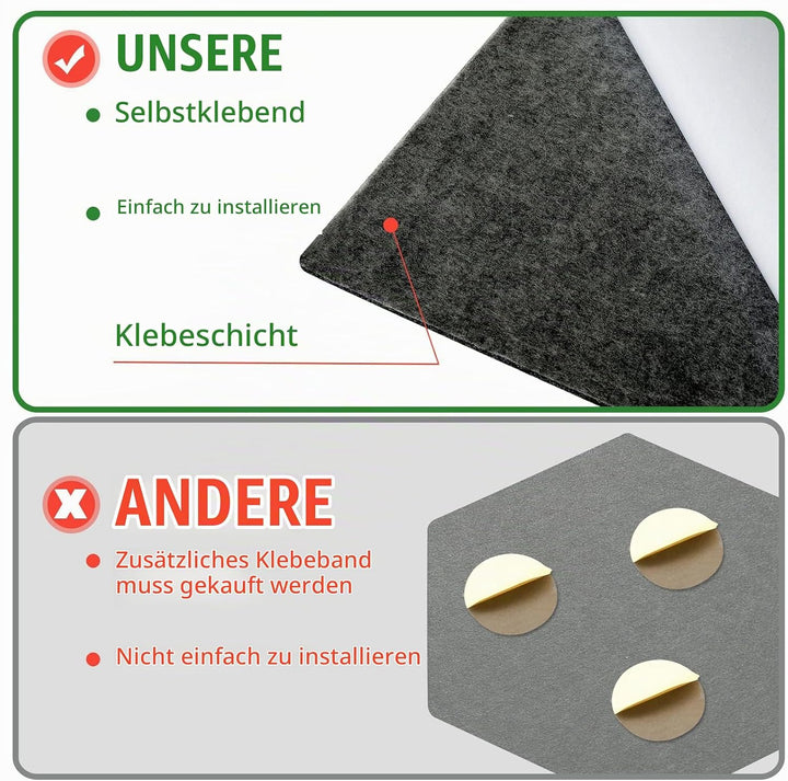 18 Stück Selbstklebend Akustik Panel,30x26x1cm Hexagon Akustik Absorber Schallschutzplatten Akustikp