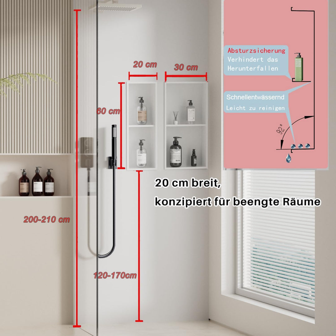 Edelstahl Wandnische dusche zur Aufbewahrung Duschablage Unterputz,Einbaunische Wand Eingebaut,Dusch
