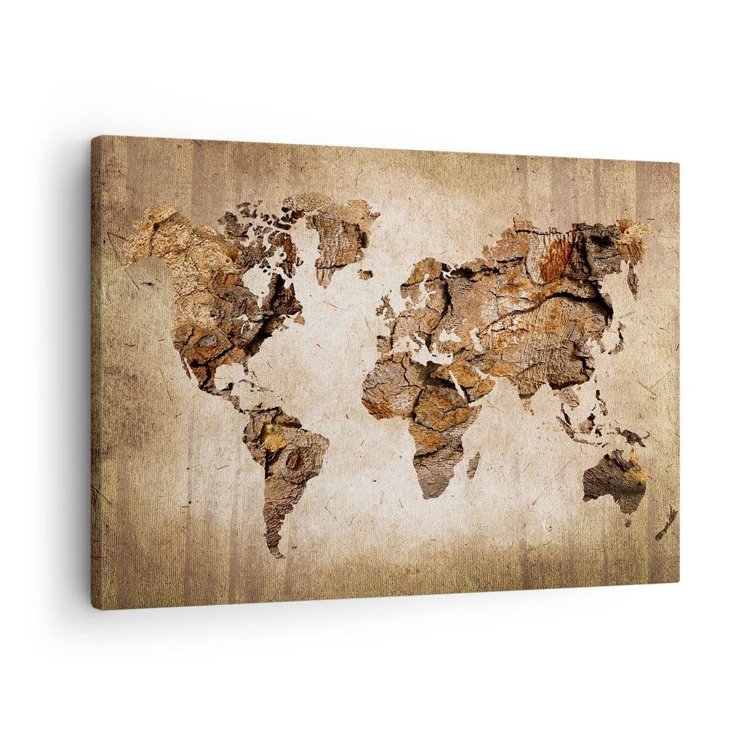Bilder auf Leinwand Karte Welt modern Leinwandbild mit Rahmen 70x50cm Wandbilder Dekoration Wohnzimm