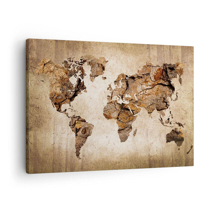 Bilder auf Leinwand Karte Welt modern Leinwandbild mit Rahmen 70x50cm Wandbilder Dekoration Wohnzimm