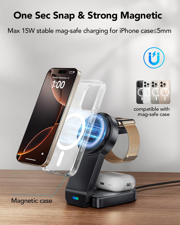 Magnetisches Faltbarer kabelloses Ladegerät für Apple,3 in 1 kabellose Ladestation für iPhone Air 17