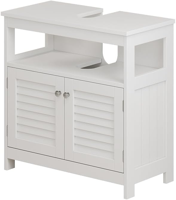 Vicco Waschbeckenunterschrank Riad, Weiss, 60 x 60 cm mit 2 Türen und offenem Fach Waschtischuntersc