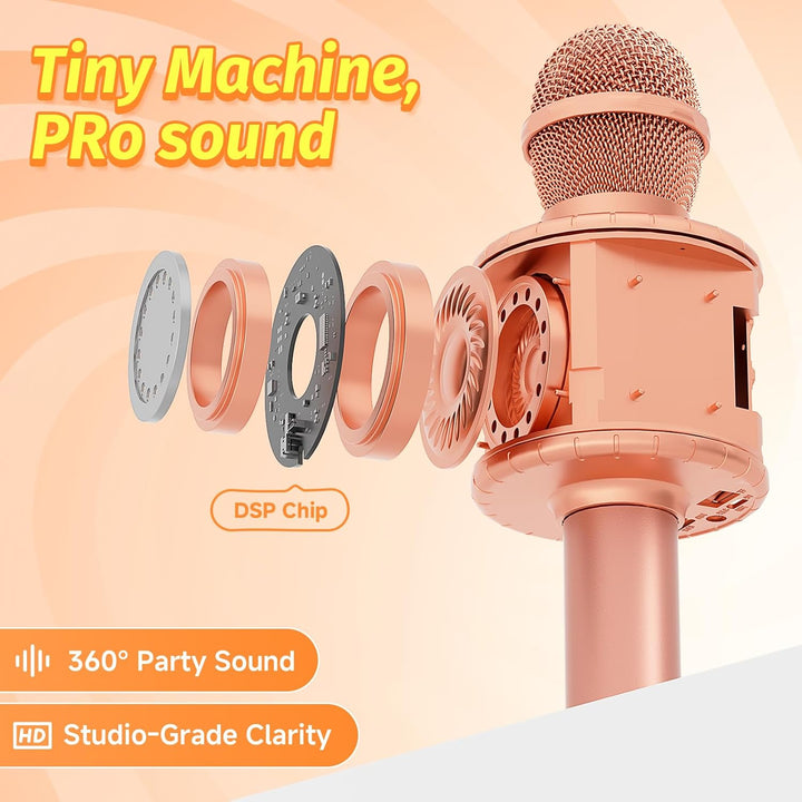 Fede Karaoke Mikrofon, Drahtloses Bluetooth Mikrofon für Kinder, Lustige Geschenke Spielzeug für Tee