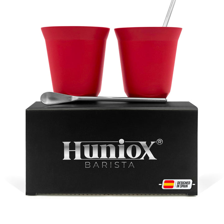 Huniox® 2 x 160 ML kaffee Gläser - Espressobecher - Gläser Doppelwandig - Becher Edelstahl - Edelsta